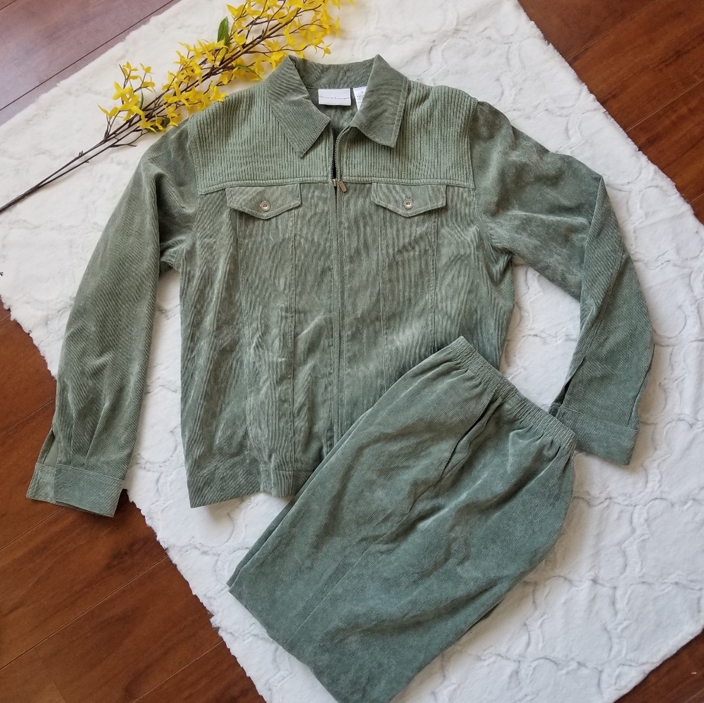 Alfred Dunner Jacket and Pant Set Sage color